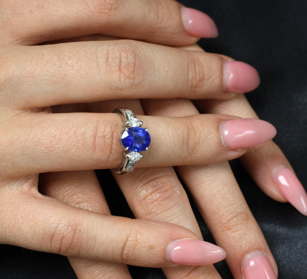 3.03ct GIA Ceylon Royal Blue Sapphire & 0.54ct Diamond Platinum Ring, Size 6