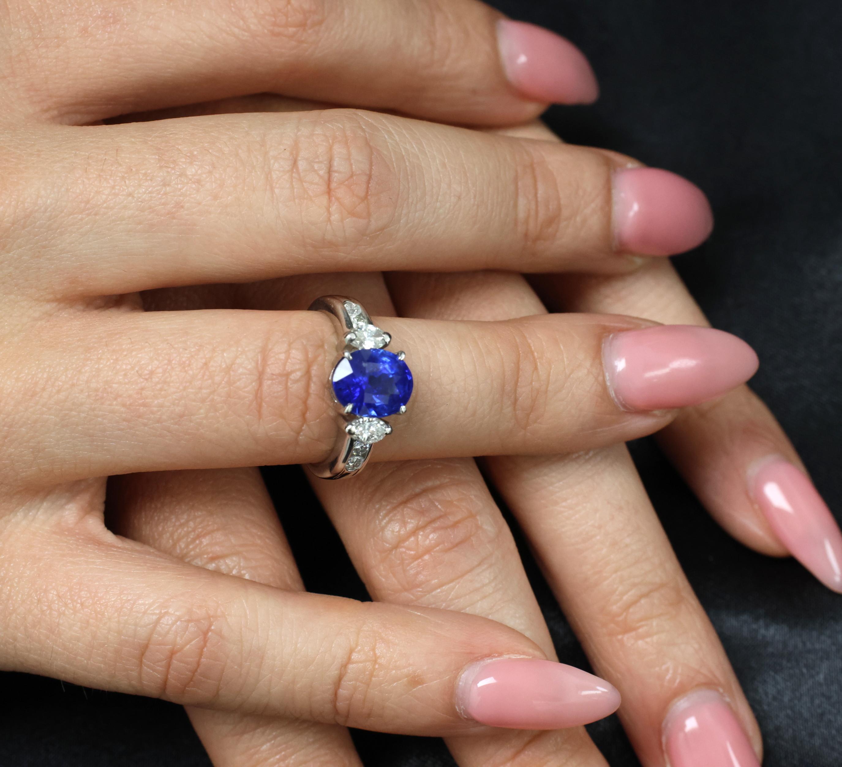 3.03ct GIA Ceylon Royal Blue Sapphire & 0.54ct Diamond Platinum Ring, Size 6