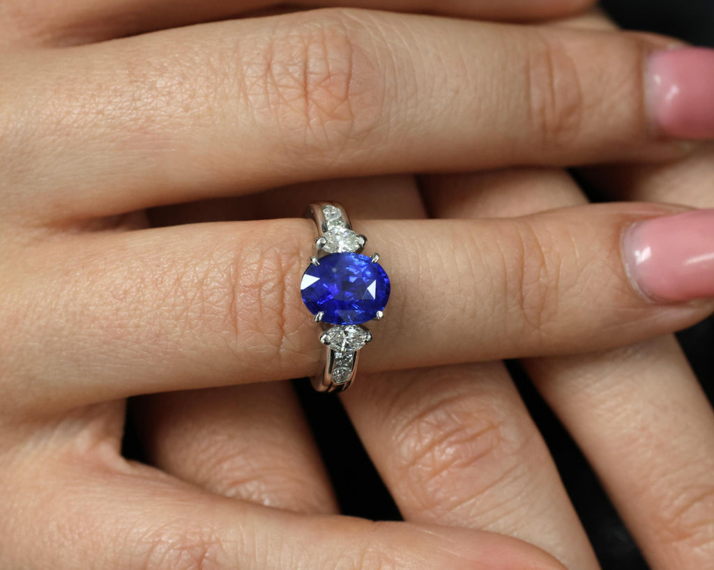 3.03ct GIA Ceylon Royal Blue Sapphire & 0.54ct Diamond Platinum Ring, Size 6