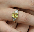 4.52ct GIA Ceylon No Heat Yellow Sapphire & 0.50ct Diamond 18K Gold Ring, Size 8