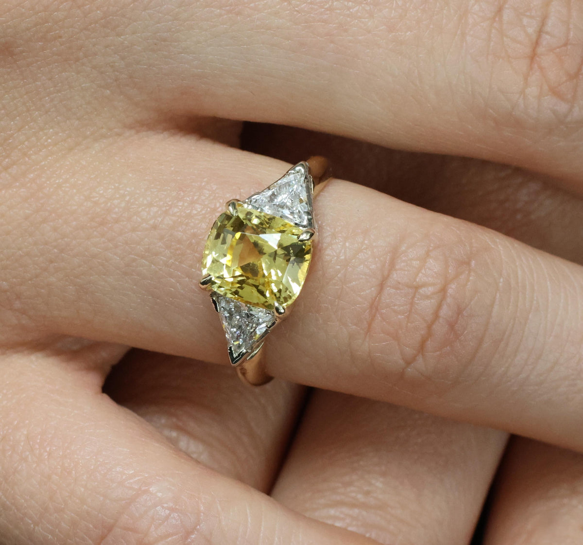 4.52ct GIA Ceylon No Heat Yellow Sapphire & 0.50ct Diamond 18K Gold Ring, Size 8