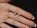 0.81ct DE/VS Emerald Cut & 0.28ct Rd Diamond 18K White Gold Stud Earrings