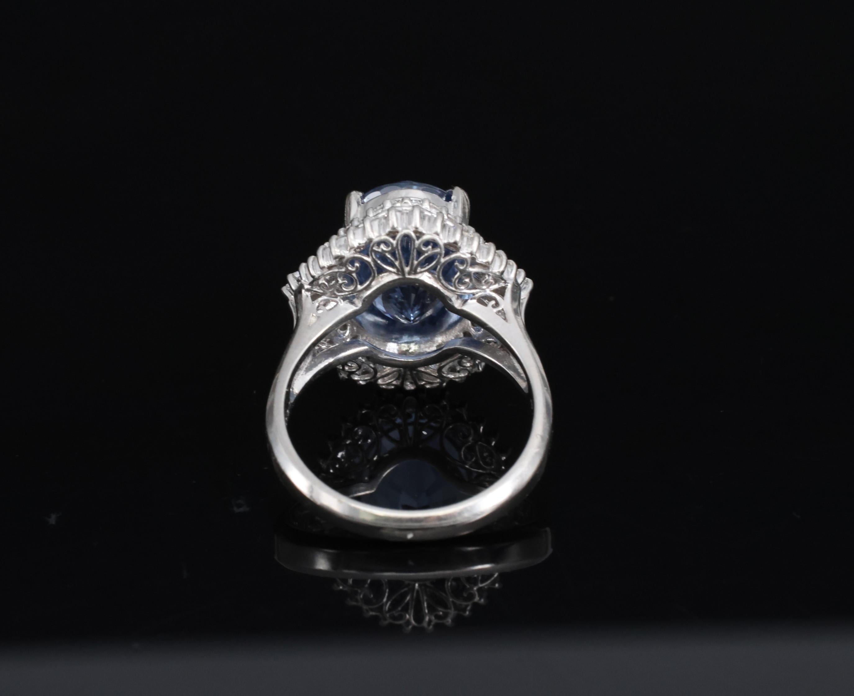 Fine 7.43ct GIA Ceylon Blue Sapphire & 0.60ct Diamond Platinum Ring, Size 5.75