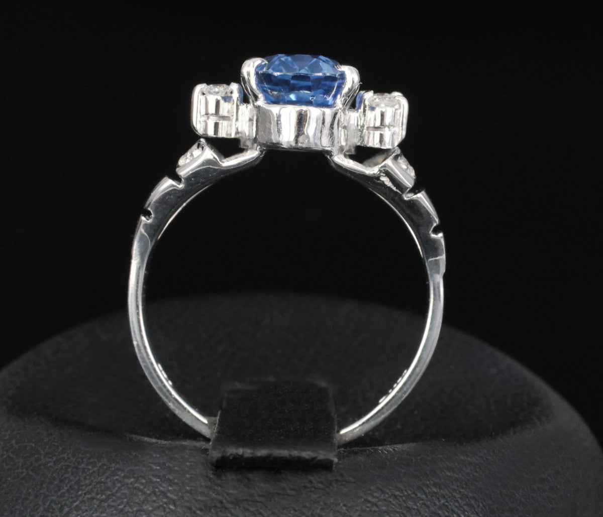 Fine 3.62ct GIA Ceylon No Heat Blue Sapphire 0.20ct Diamond 18K Gold Ring Size 6