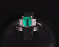 0.96ct GIA Colombian Untreated No Oil Emerald & Diamond Platinum Ring Size 5.75