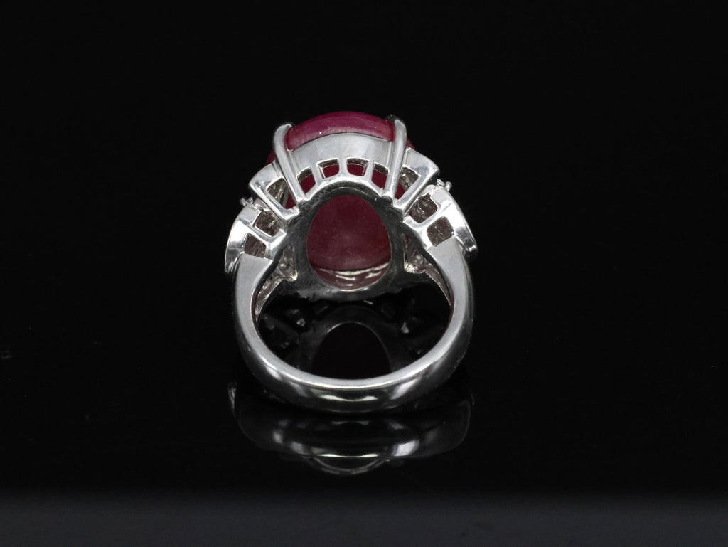Vintage 27.49ct Natural Star Ruby 0.83ct Diamond Platinum Ring 20.2g Size 7