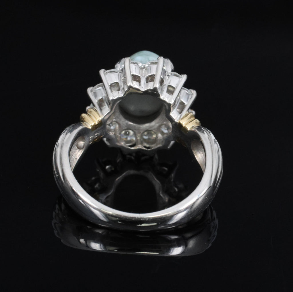 3.87ct Alexandrite Cat's Eye 0.97ct Diamond Platinum & 18K Gold Ring Size 5.5
