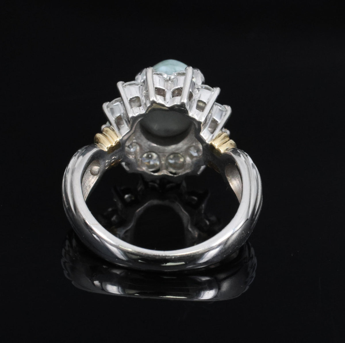 3.87ct Alexandrite Cat's Eye 0.97ct Diamond Platinum & 18K Gold Ring Size 5.5