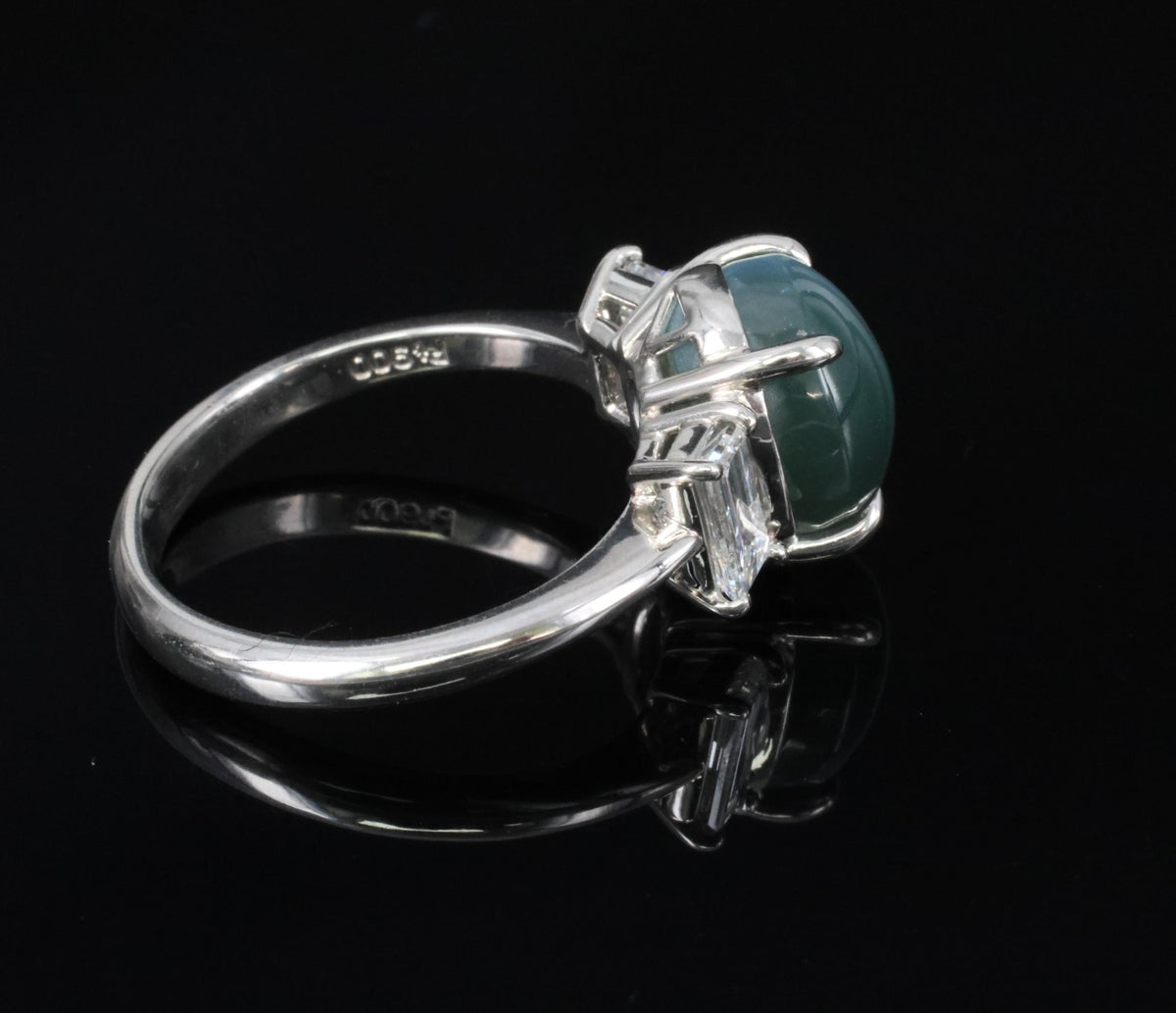 7.04ct GIA Natural Alexandrite Cats Eye & 0.68ct Diamond Platinum Ring, Size 6.5