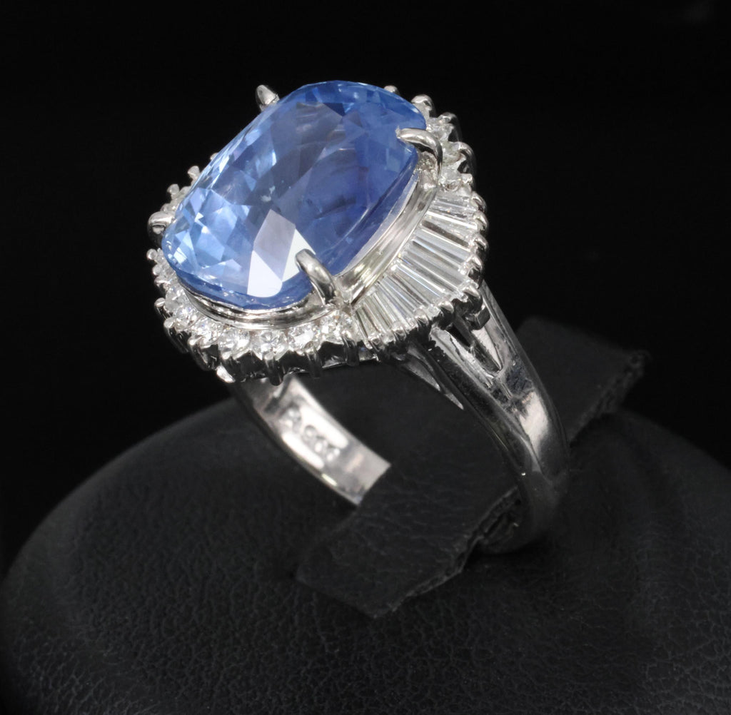 RARE 10.79ct GIA Ceylon No Heat Sapphire & 0.64ct Diamond Platinum Ring Size 6.5