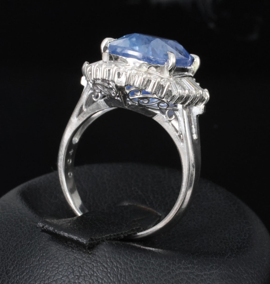RARE 10.79ct GIA Ceylon No Heat Sapphire & 0.64ct Diamond Platinum Ring Size 6.5