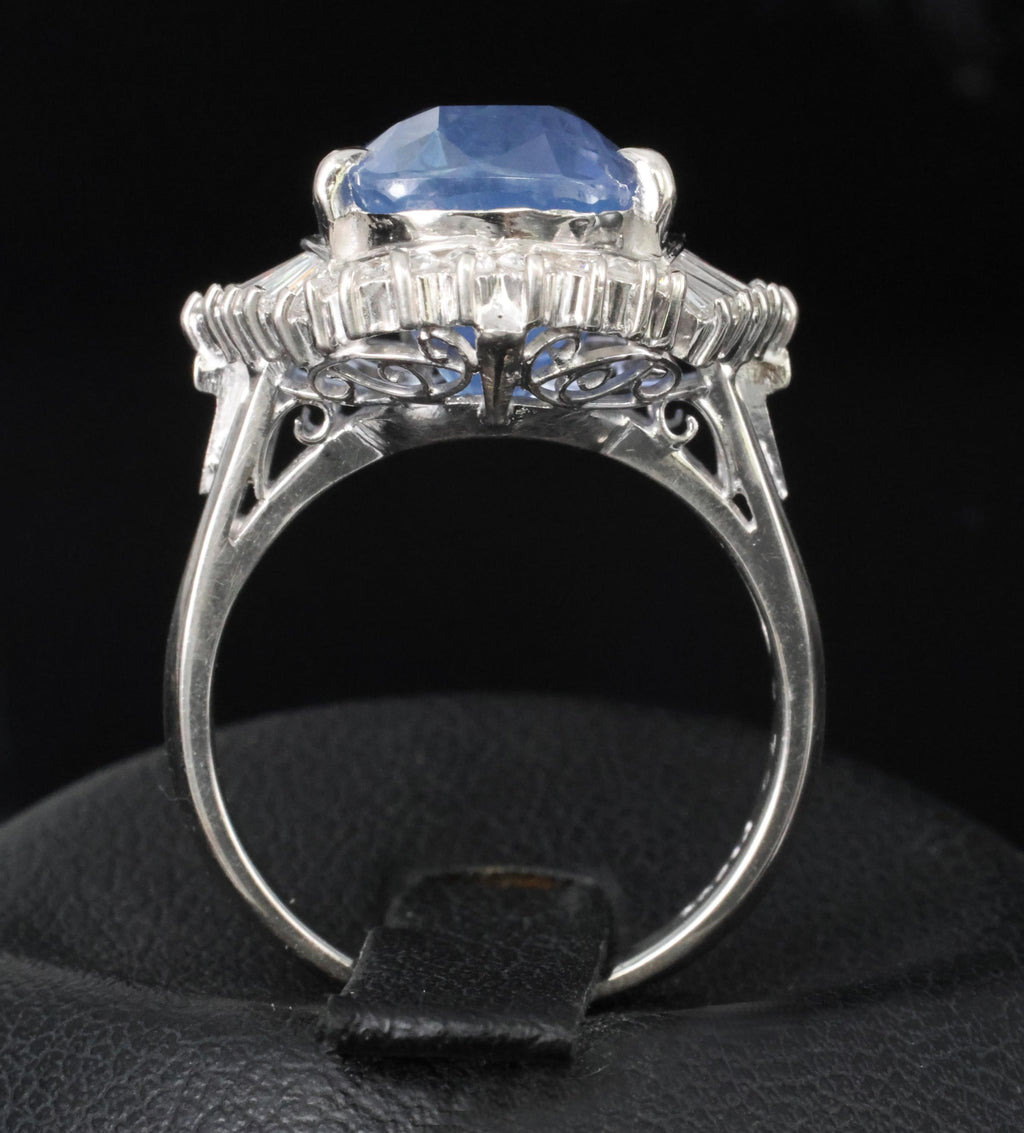 RARE 10.79ct GIA Ceylon No Heat Sapphire & 0.64ct Diamond Platinum Ring Size 6.5