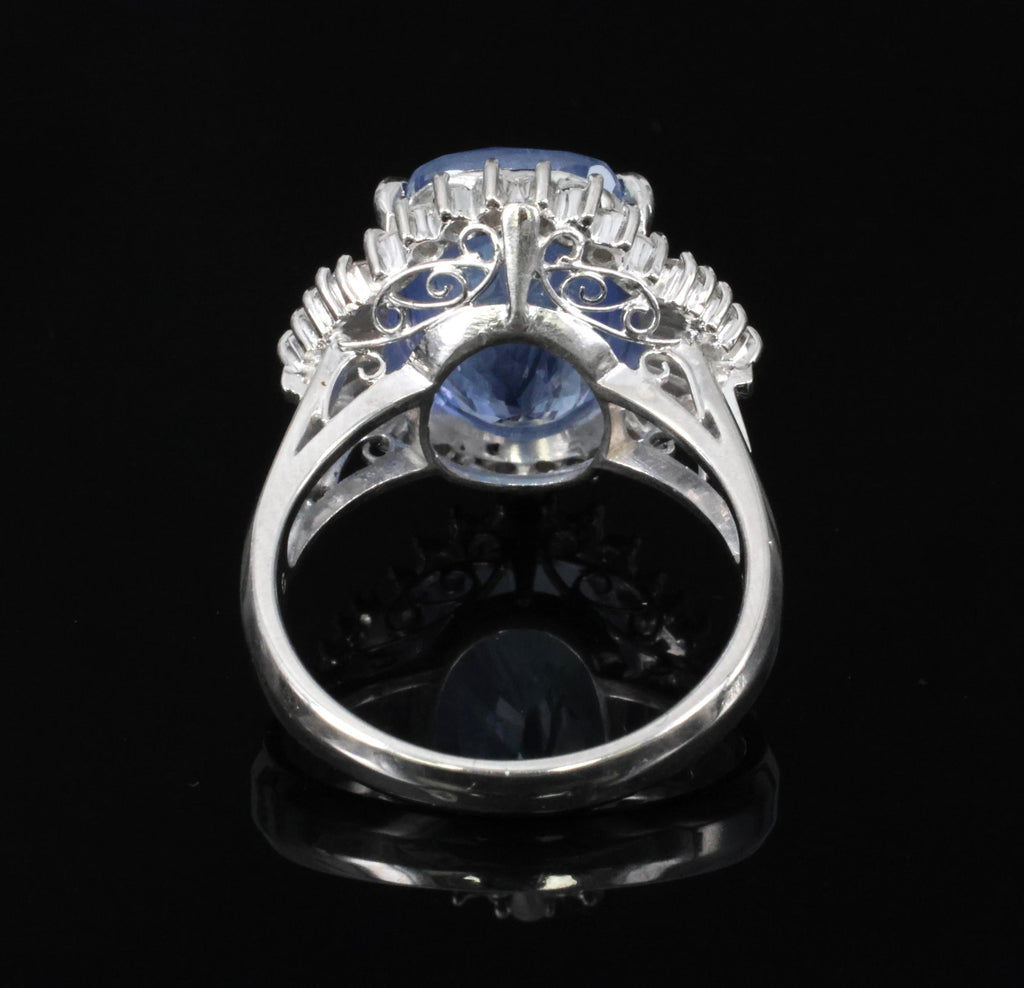 RARE 10.79ct GIA Ceylon No Heat Sapphire & 0.64ct Diamond Platinum Ring Size 6.5