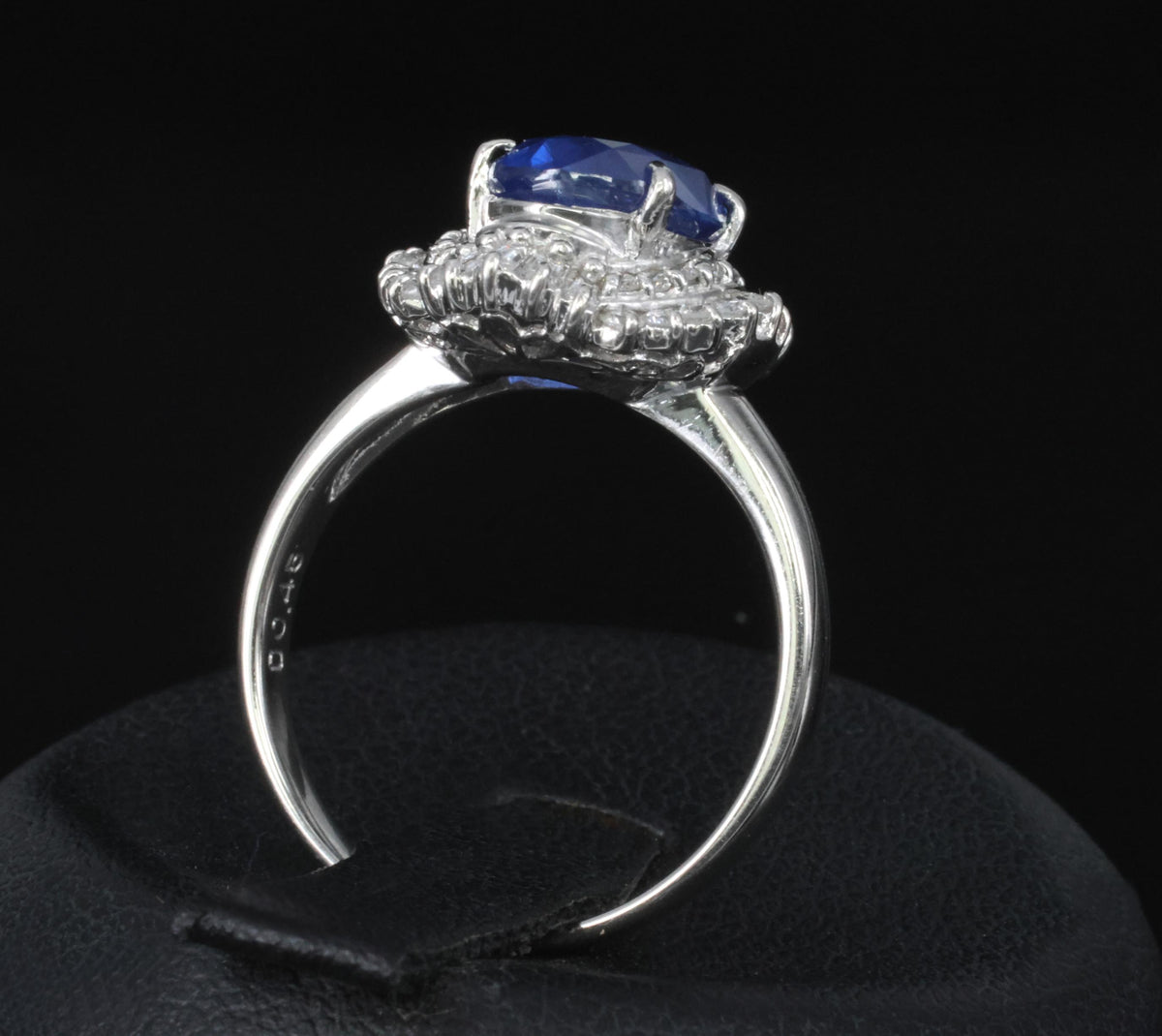 3.10ct GIA Ceylon NO Heat Blue Sapphire & 0.45ct Diamond Platinum Ring, Size 6.5