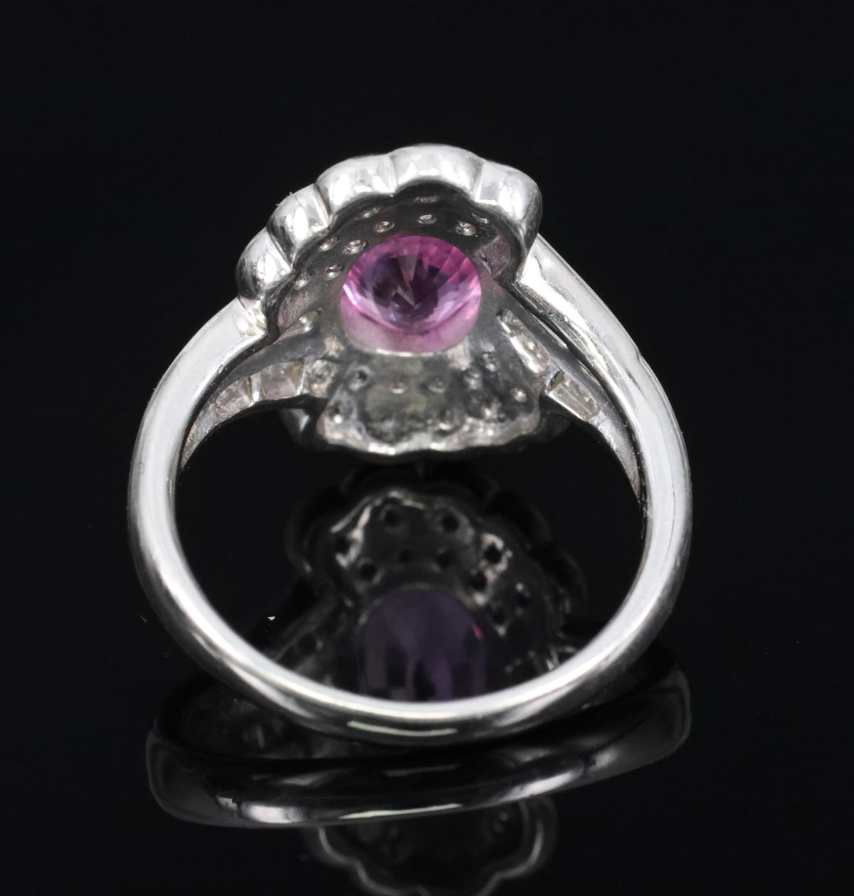 2.59ct GIA Ceylon Natural Pink Sapphire & 0.56ct Diamond Platinum Ring Size 6.75