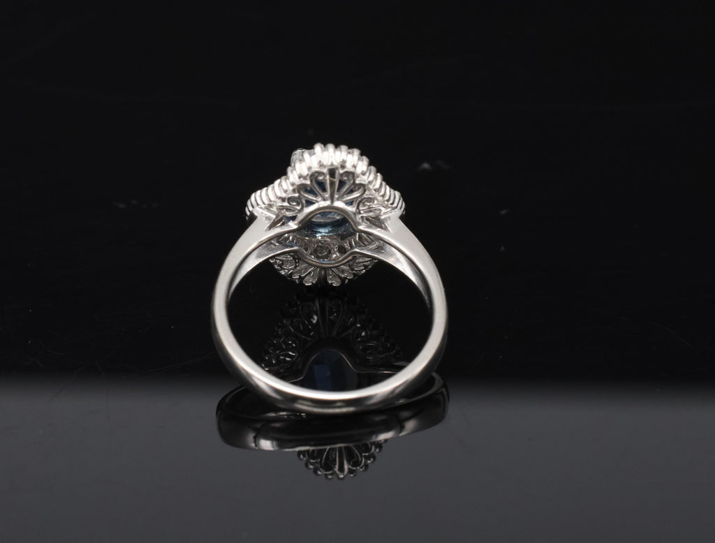 Vintage 1.70ct Blue Sapphire 1.02ct Diamond Platinum Ring Size 6