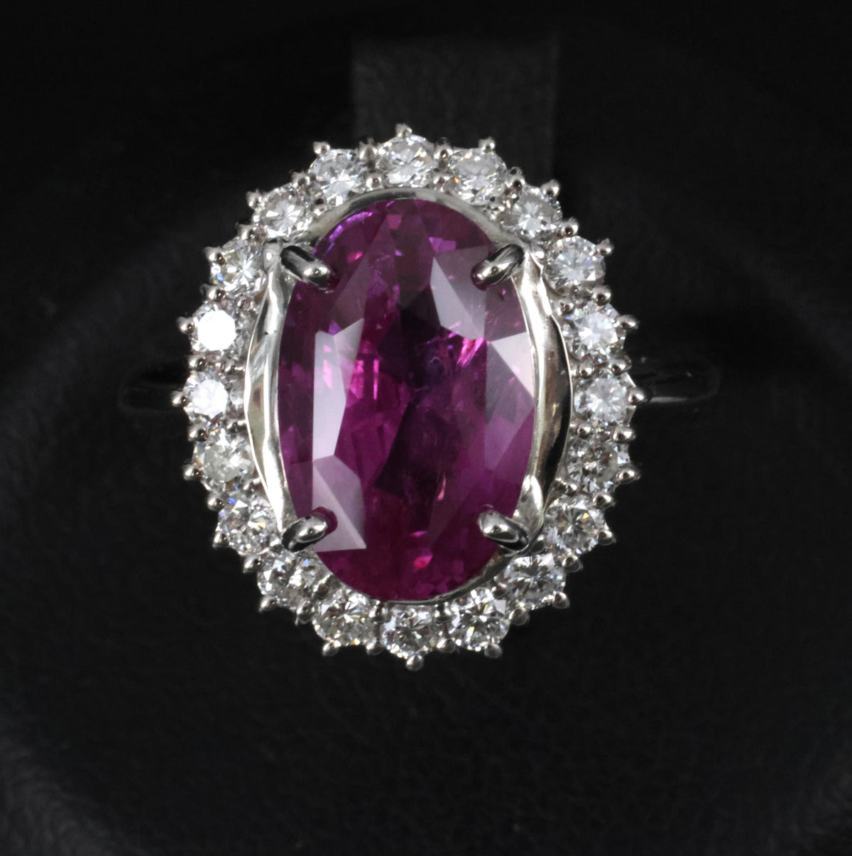 Rare 4.53ct GIA Ceylon Pink Sapphire & 0.58ct Diamond Platinum Ring, Size 5.75