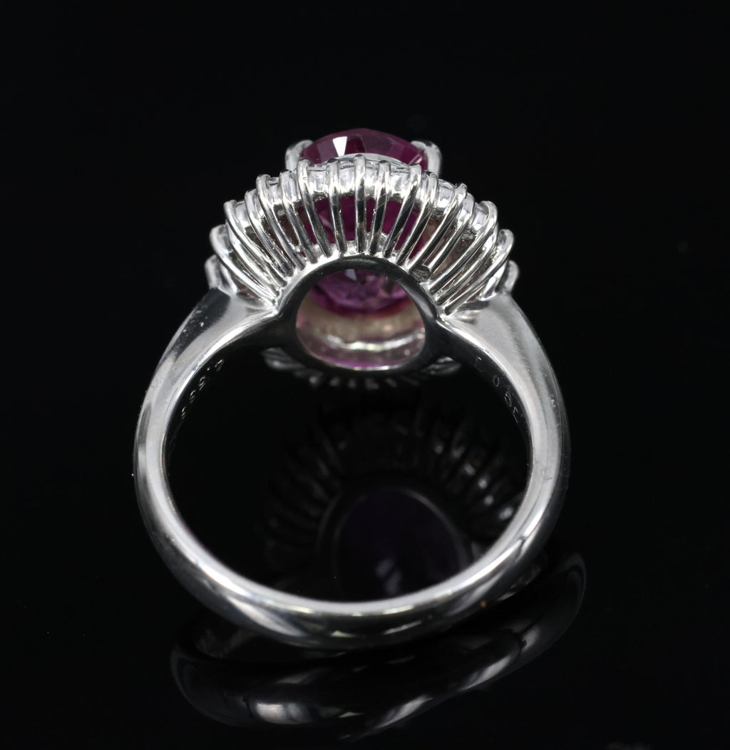 Rare 4.53ct GIA Ceylon Pink Sapphire & 0.58ct Diamond Platinum Ring, Size 5.75