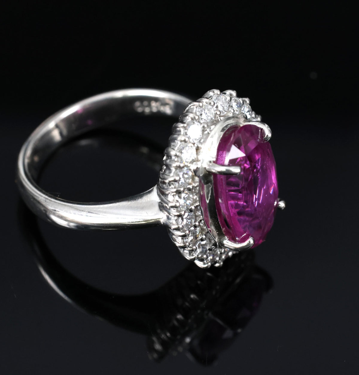Rare 4.53ct GIA Ceylon Pink Sapphire & 0.58ct Diamond Platinum Ring, Size 5.75