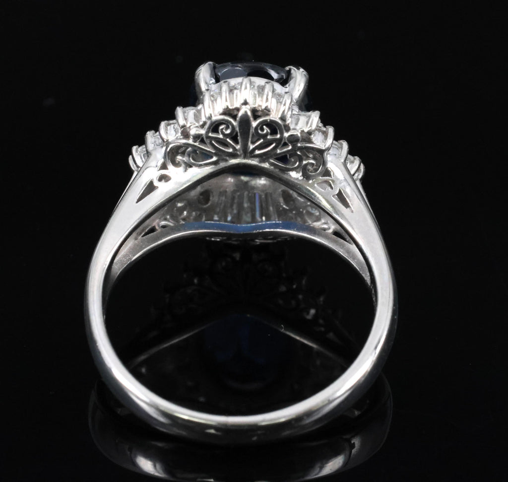 3.00ct GIA Natural Thai Blue Sapphire & 0.68ct Diamond Platinum Ring, Size 4.75