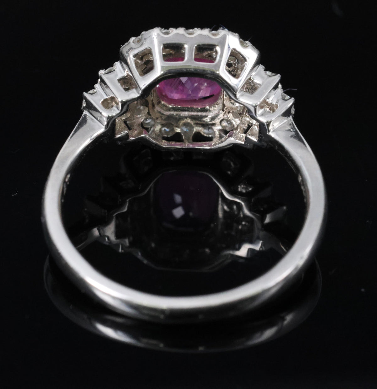 Rare 1.31ct GIA No Heat Pink Sapphire & 0.47ct Diamond Platinum Ring, Size 6.25