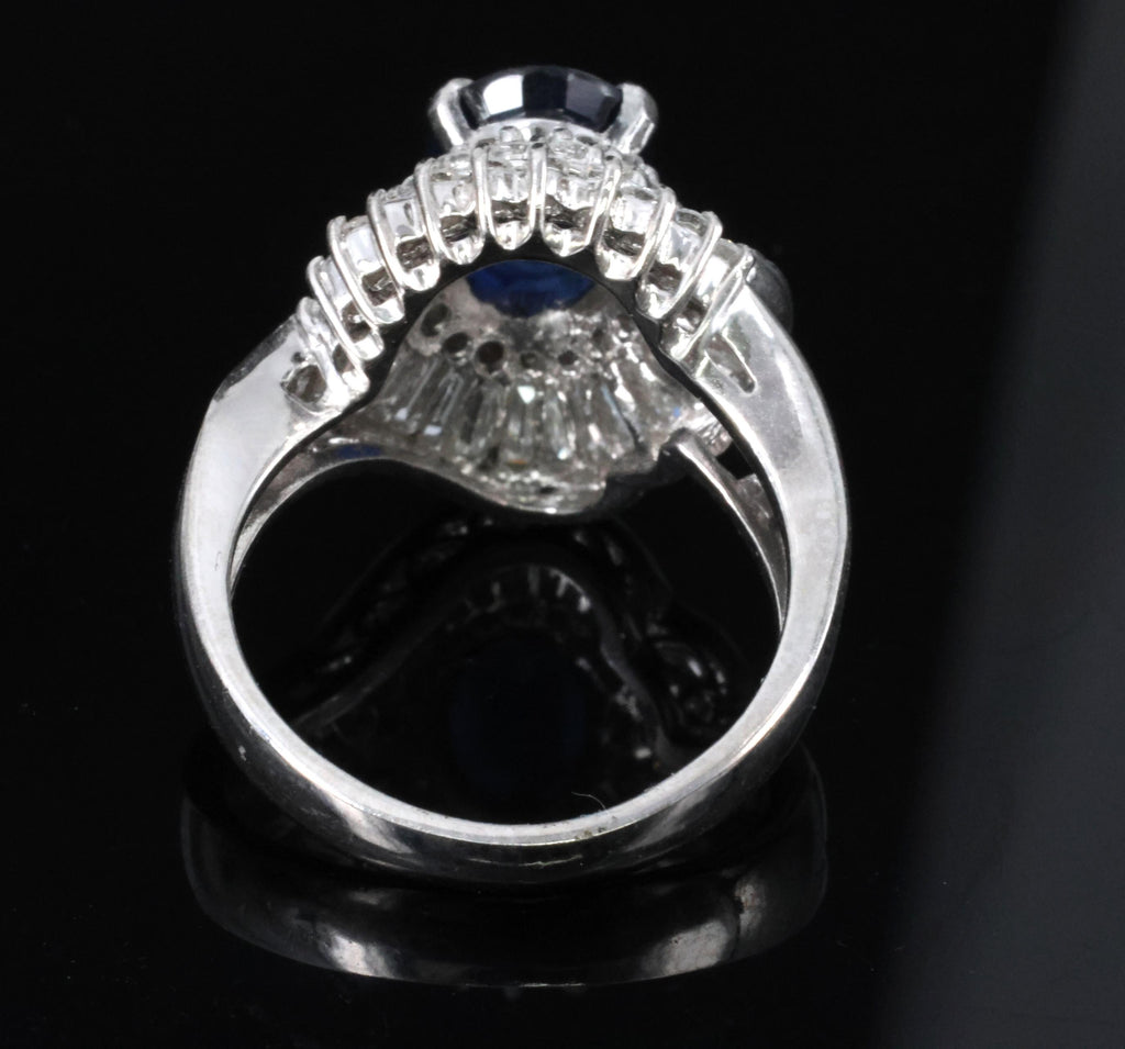 Vintage 2.16ct Royal Blue Sapphire & 1.42ct Diamond Platinum Ring, Size 5.75