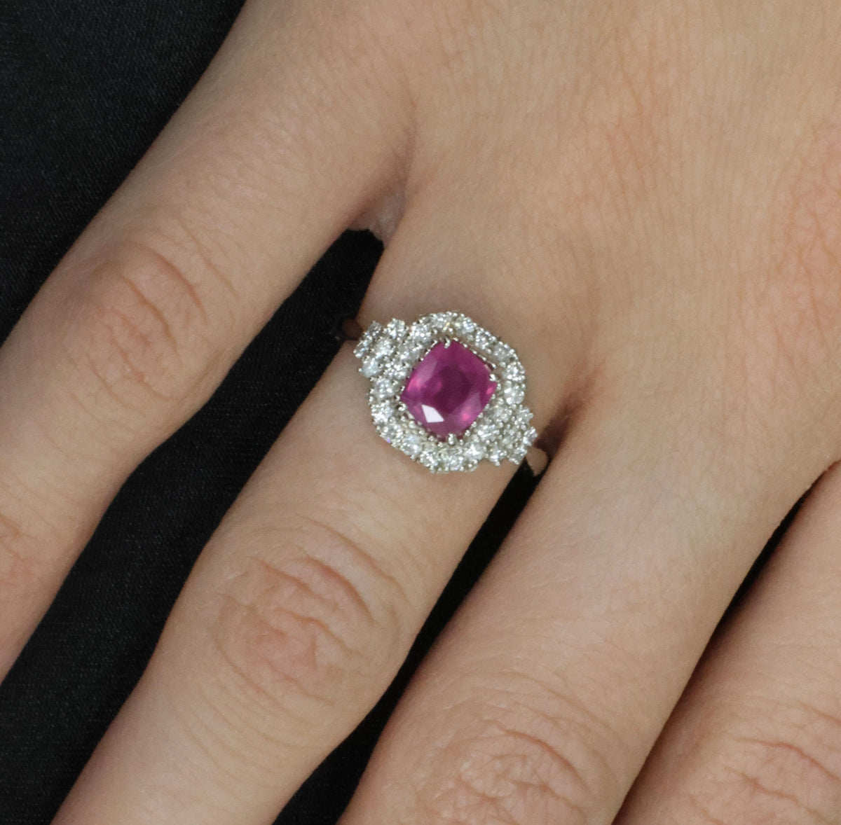 Rare 1.31ct GIA No Heat Pink Sapphire & 0.47ct Diamond Platinum Ring, Size 6.25
