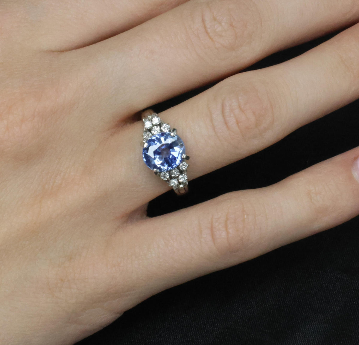 3.80ct GIA Ceylon No Heat Blue Sapphire & 0.21ct Diamond Platinum Ring, Size 7.5