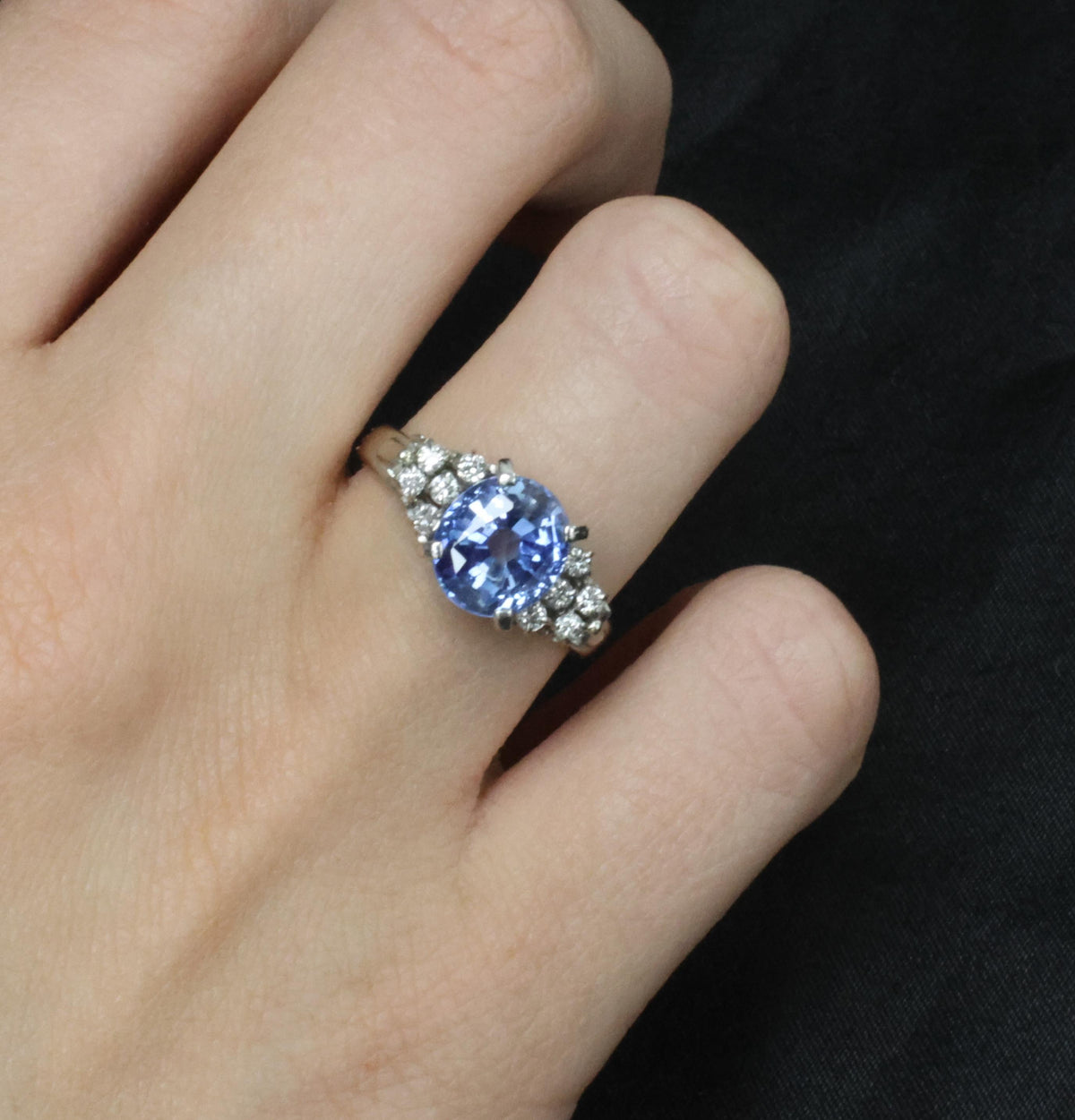 3.80ct GIA Ceylon No Heat Blue Sapphire & 0.21ct Diamond Platinum Ring, Size 7.5