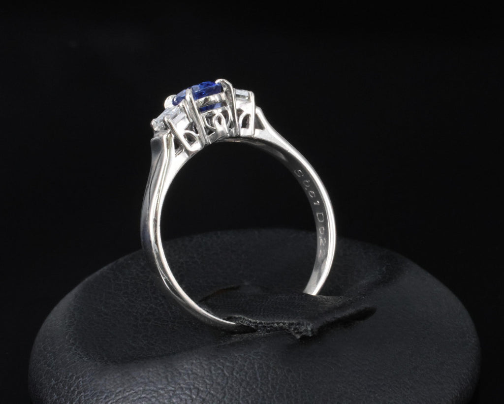Fine 0.61ct Royal Blue Sapphire & 0.22ct Diamond Platinum Ring, Size 6.25