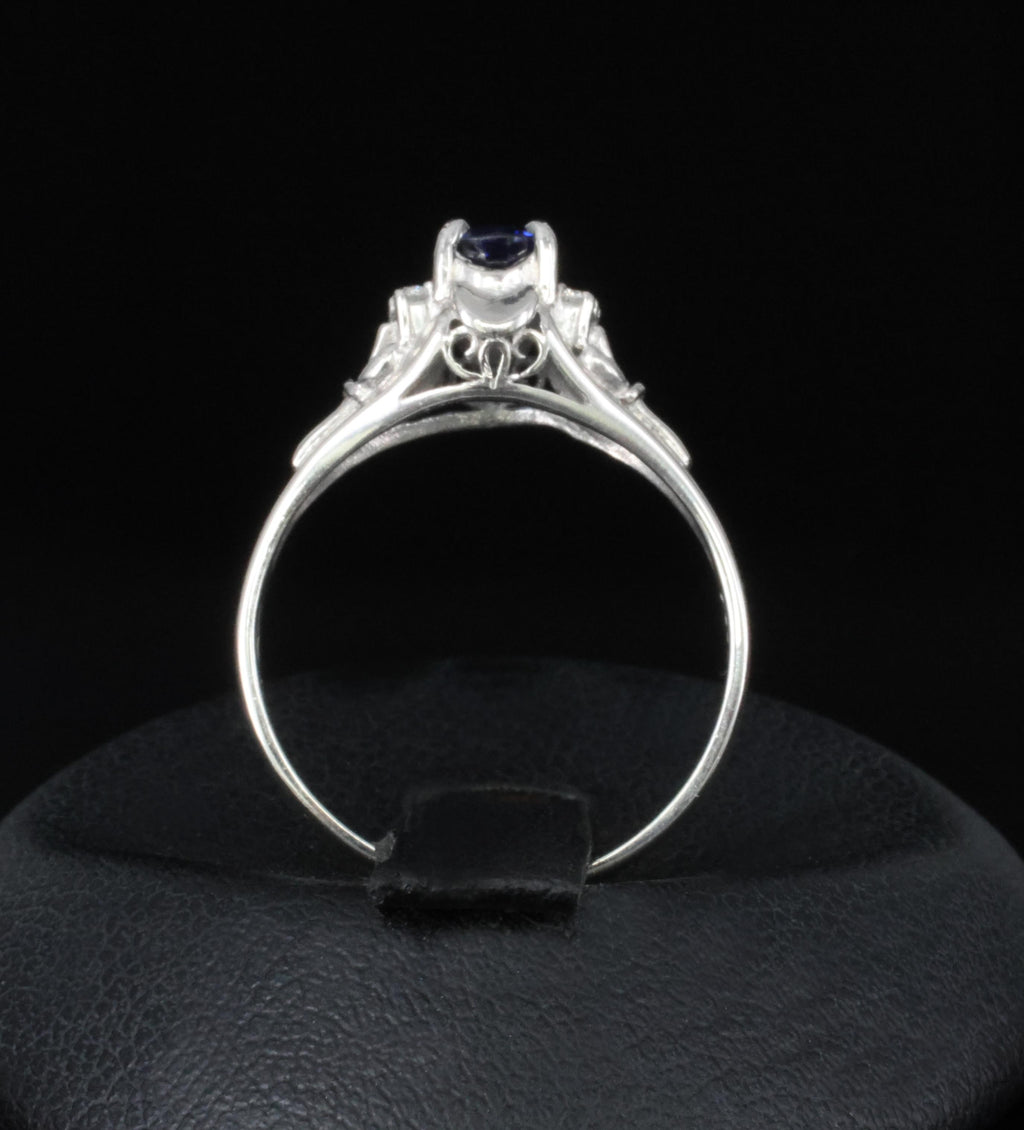 Fine 0.54ct Natural Royal Blue Sapphire & 0.18ct Diamond Platinum Ring Size 6.25
