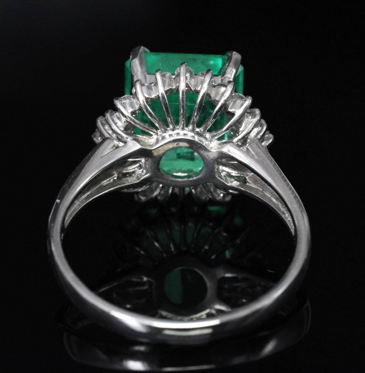 Rare 3.74ct GIA Natural Colombian Emerald 0.35ct Diamond Platinum Ring, Size 6.5