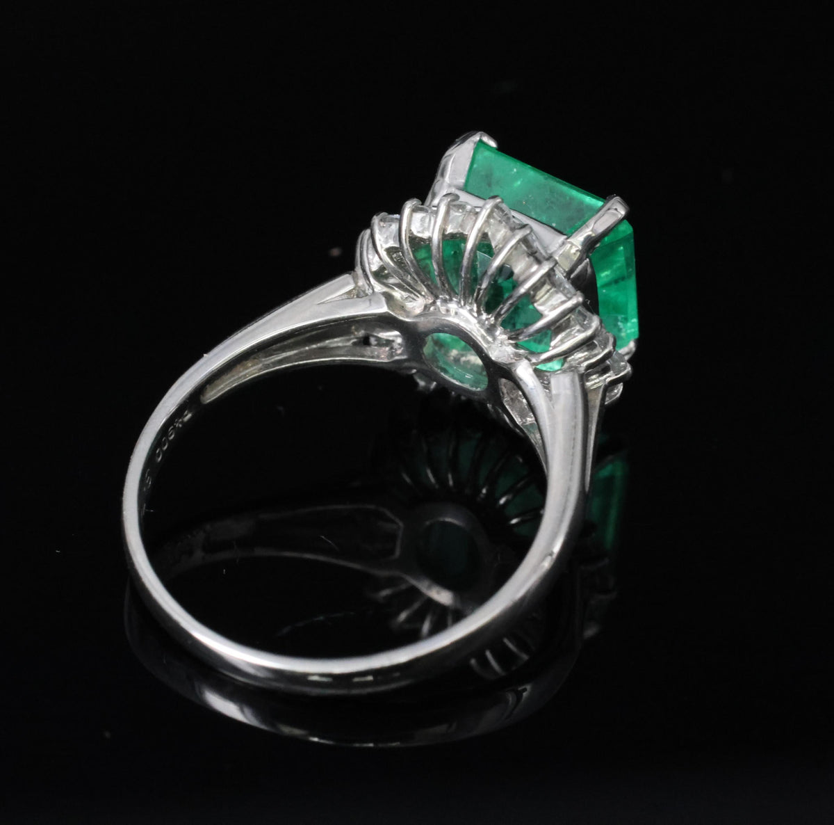 Rare 3.74ct GIA Natural Colombian Emerald 0.35ct Diamond Platinum Ring, Size 6.5
