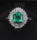 0.94ct GIA Natural Colombian Emerald & 0.39ct Diamond Platinum Ring, Size 6