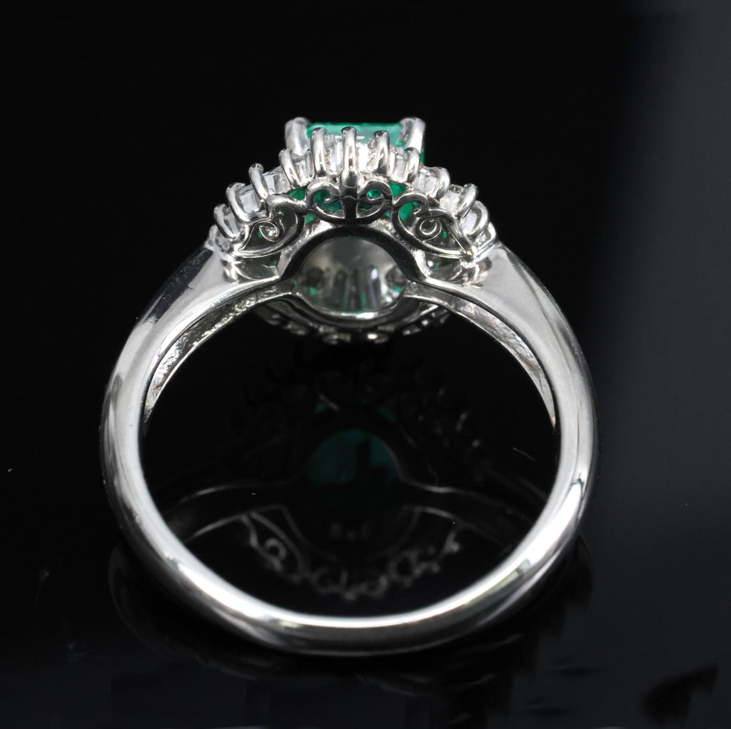 0.94ct GIA Natural Colombian Emerald & 0.39ct Diamond Platinum Ring, Size 6