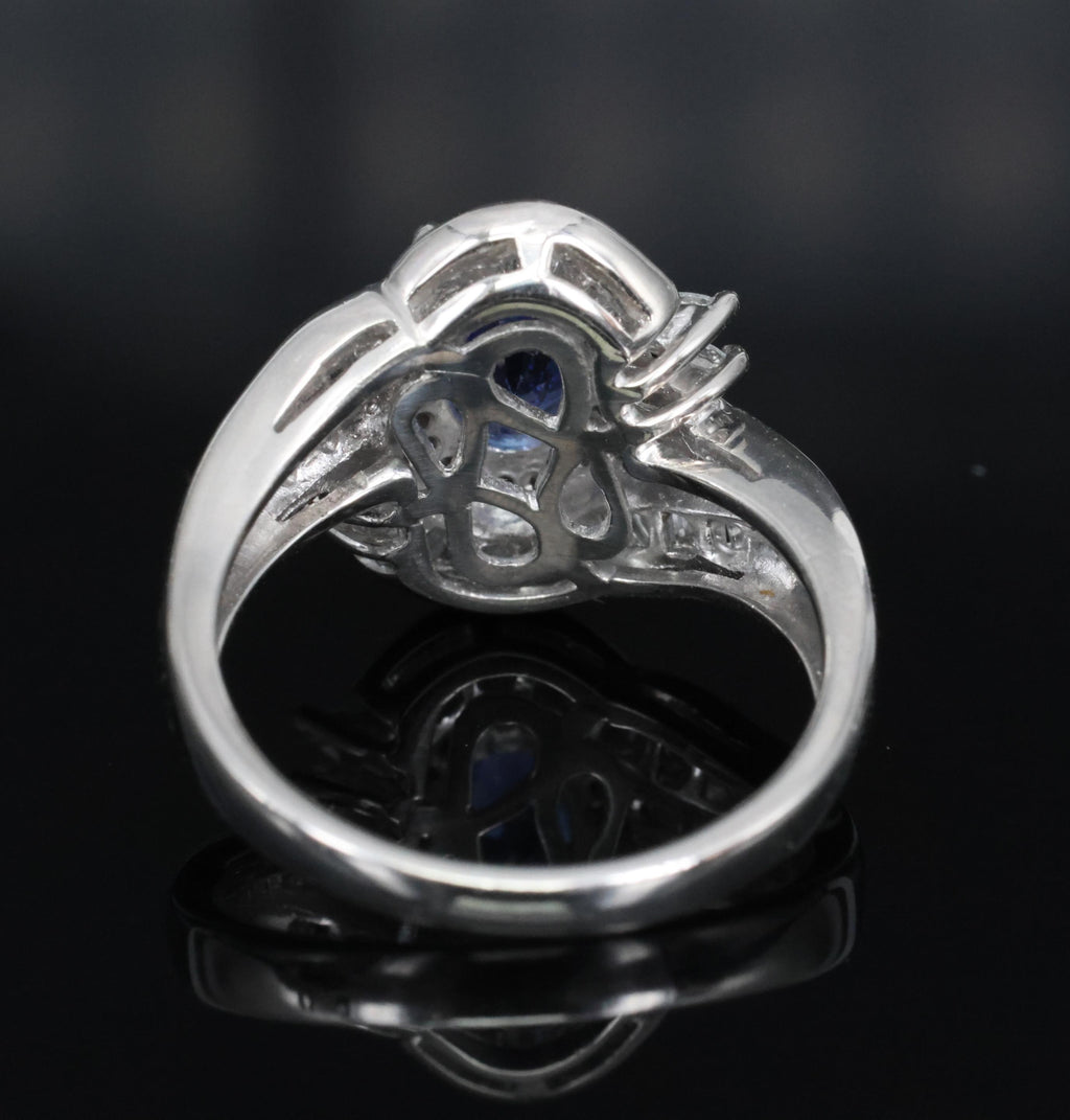 1.71ct Natural Cornflower Blue Sapphire & 0.74ct Diamond Platinum Ring Size 6.25