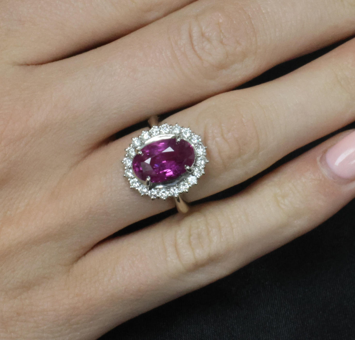Rare 4.53ct GIA Ceylon Pink Sapphire & 0.58ct Diamond Platinum Ring, Size 5.75