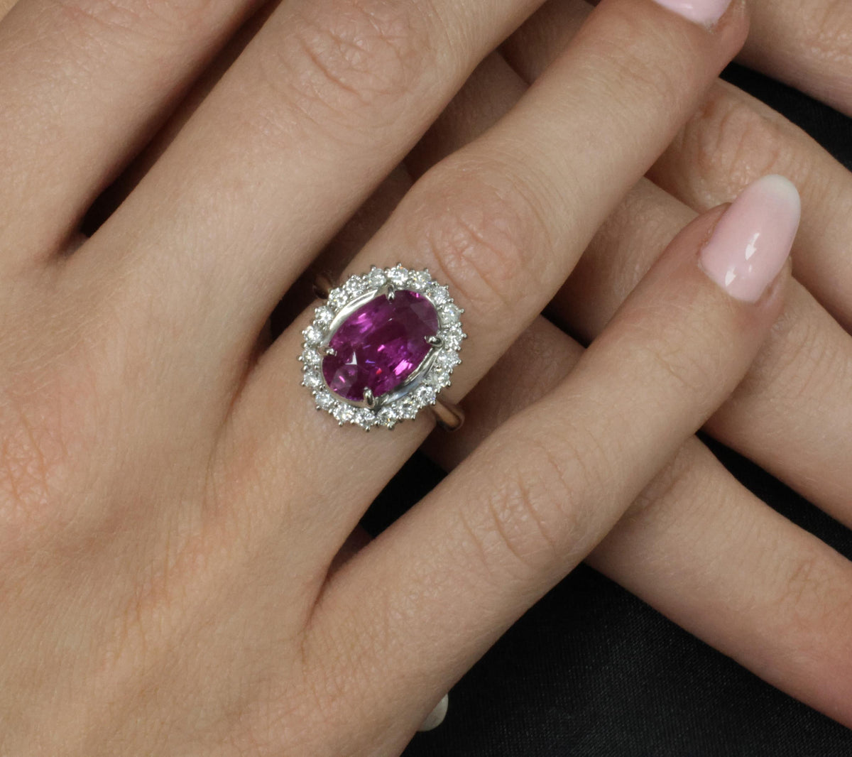 Rare 4.53ct GIA Ceylon Pink Sapphire & 0.58ct Diamond Platinum Ring, Size 5.75