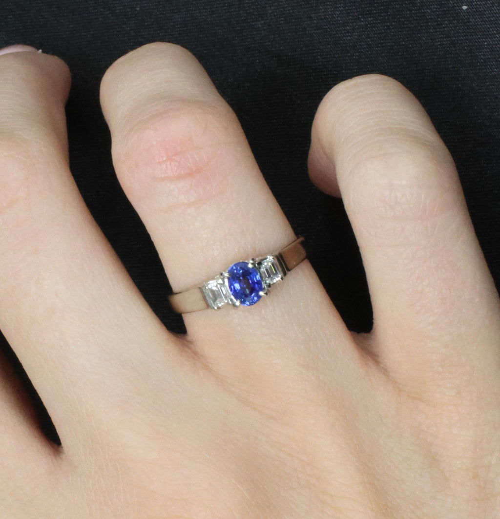 Fine 0.61ct Royal Blue Sapphire & 0.22ct Diamond Platinum Ring, Size 6.25