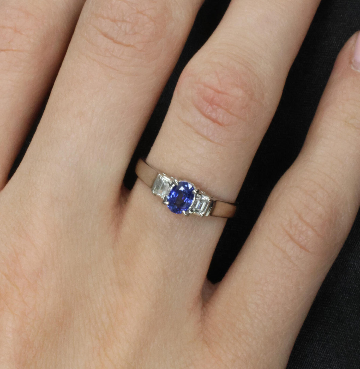 Fine 0.61ct Royal Blue Sapphire & 0.22ct Diamond Platinum Ring, Size 6.25