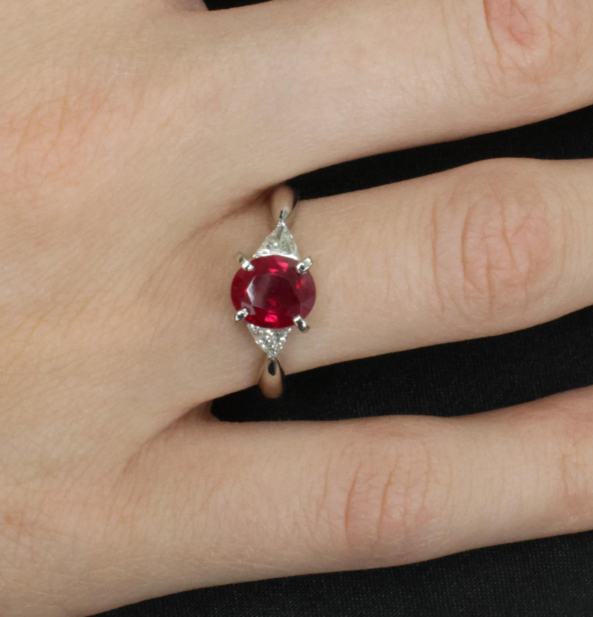Fine 2.03ct GIA Intense Red Burma Ruby & 0.38ct Diamond Platinum Ring, Size 8.25