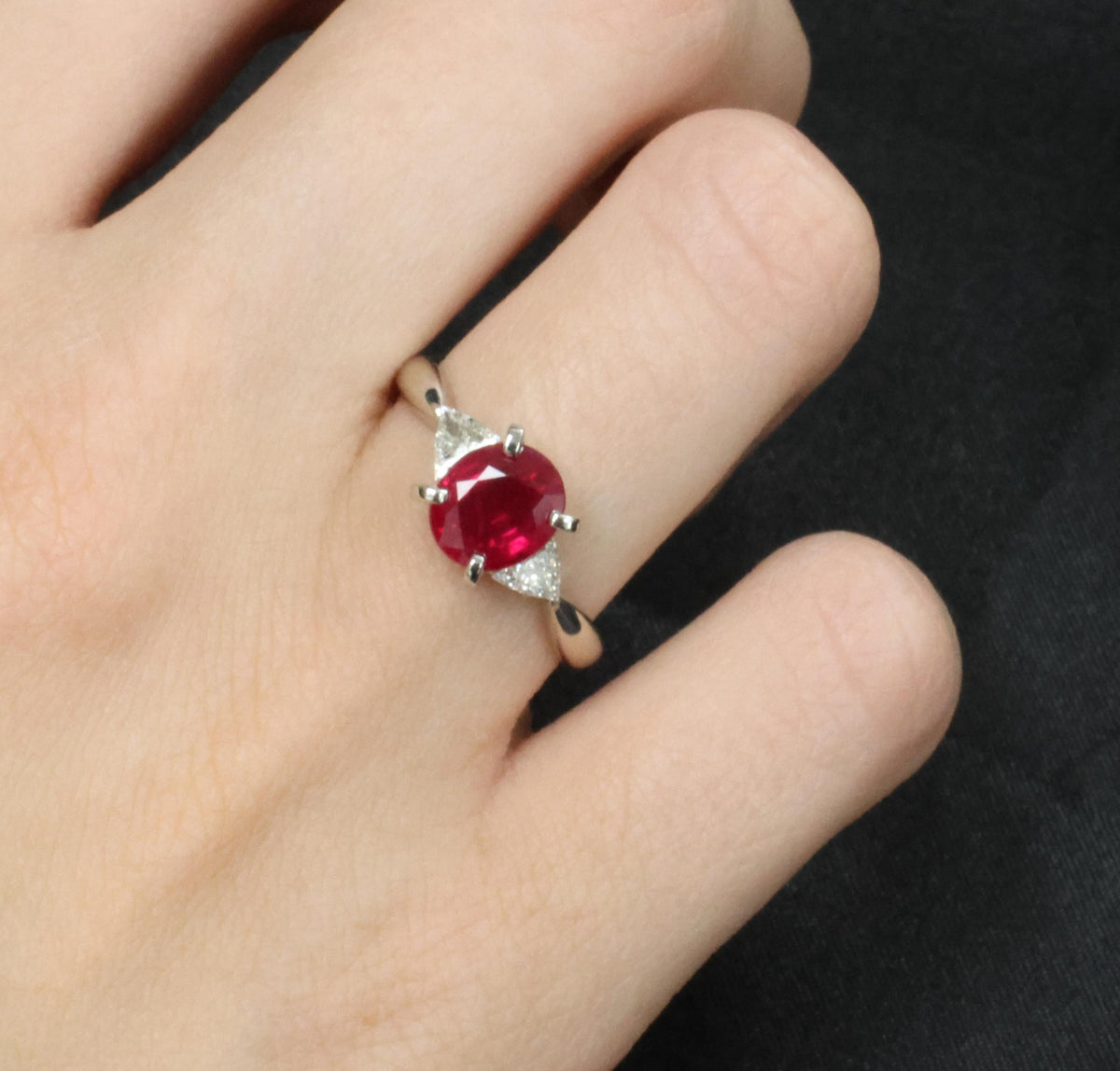 Fine 2.03ct GIA Intense Red Burma Ruby & 0.38ct Diamond Platinum Ring, Size 8.25