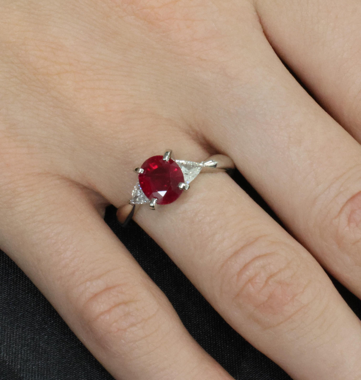 Fine 2.03ct GIA Intense Red Burma Ruby & 0.38ct Diamond Platinum Ring, Size 8.25