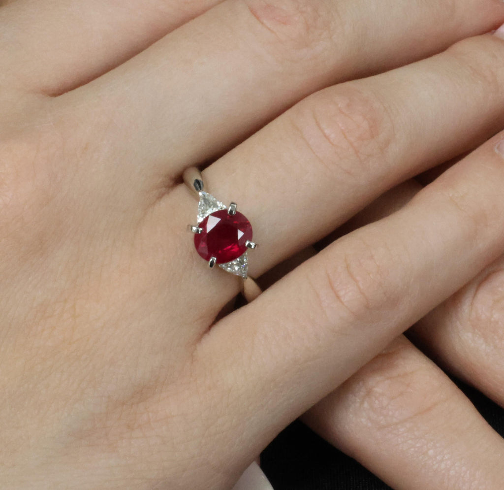 Fine 2.03ct GIA Intense Red Burma Ruby & 0.38ct Diamond Platinum Ring, Size 8.25