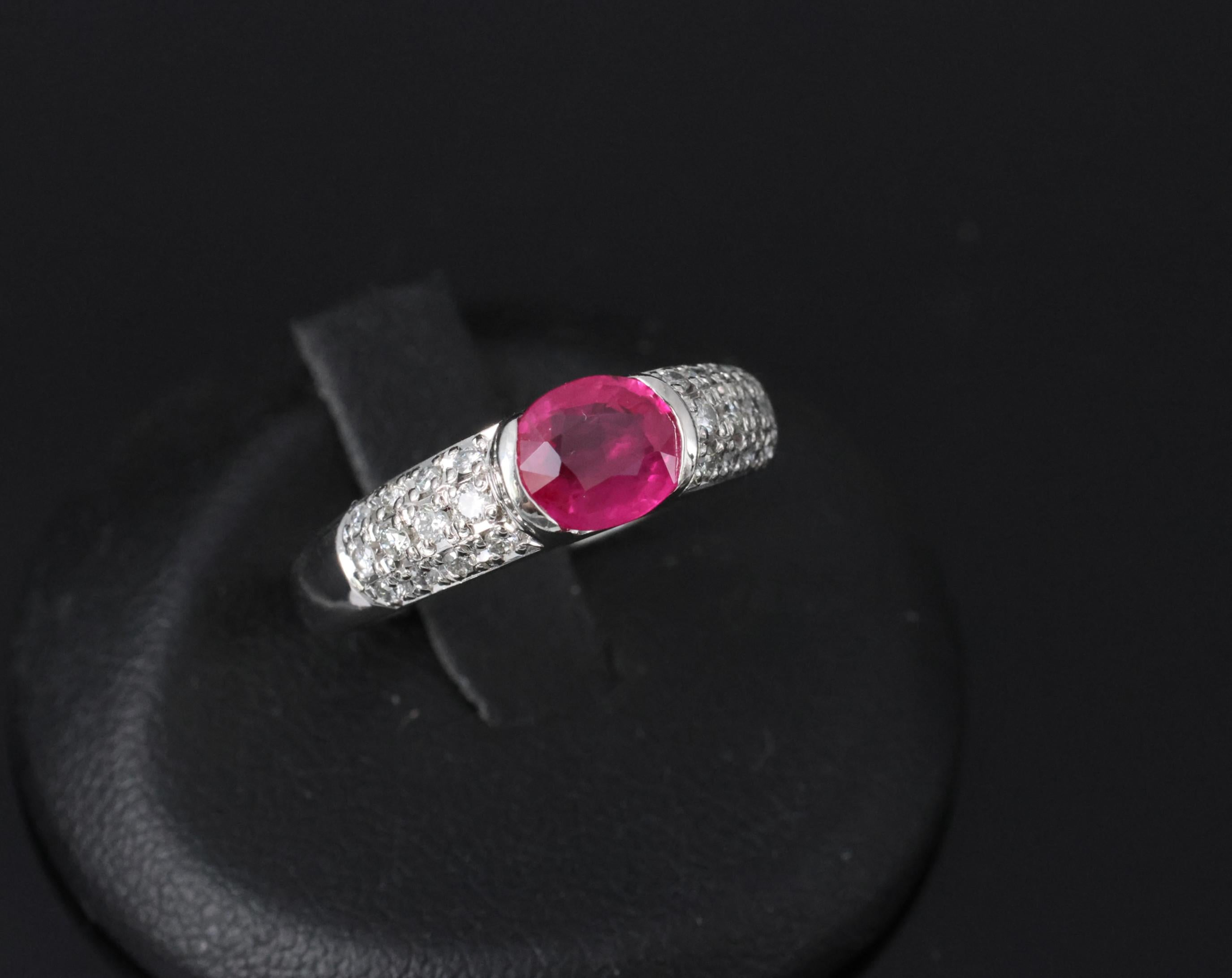 1.28ct GIA Burma Ruby & 0.30ct Diamond Platinum Ring Size 7.5, 7.2g