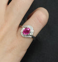 1.37ct GIA Burma Natural Pink Sapphire & 0.47ct Diamond Platinum Ring, Size 5.25