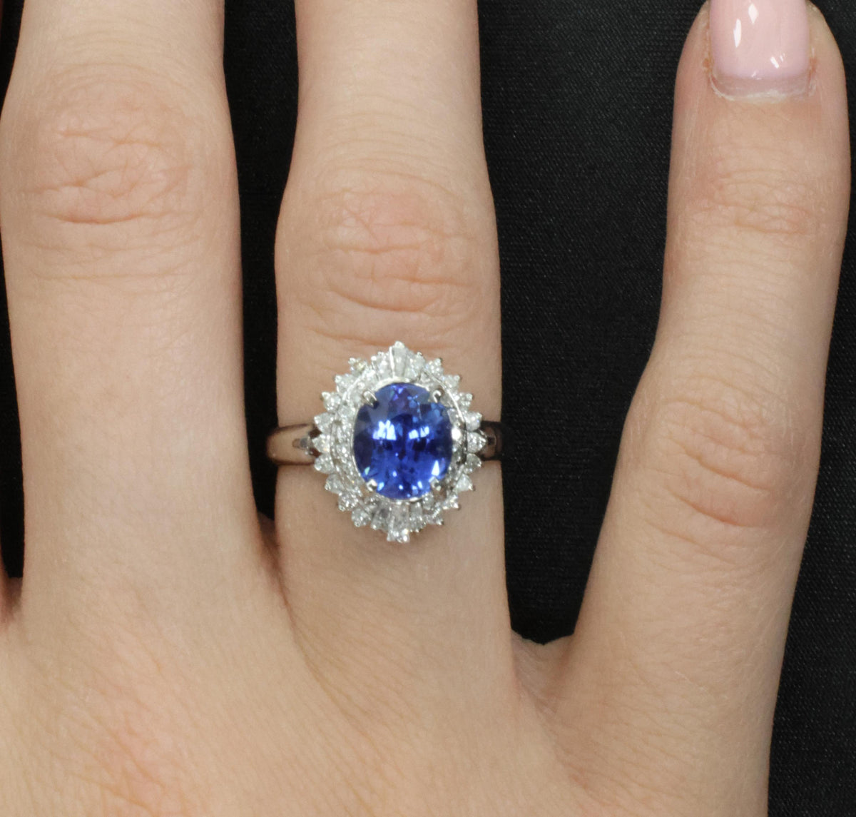 2.47ct GIA Ceylon Intense Blue Sapphire & 0.53ct Diamond Platinum Ring, Size 6