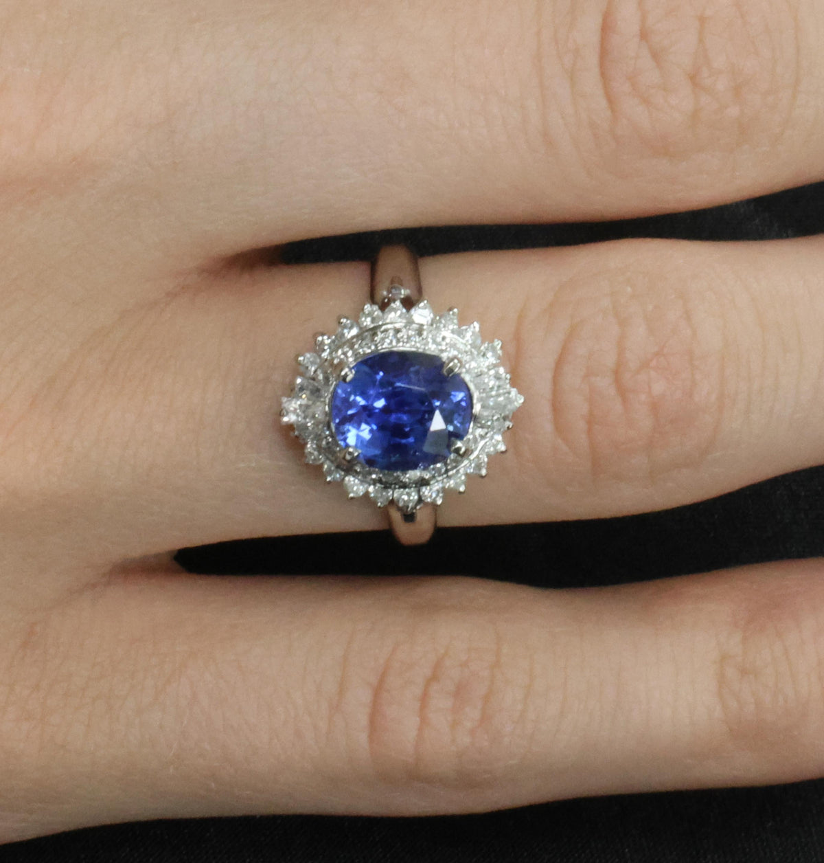 2.47ct GIA Ceylon Intense Blue Sapphire & 0.53ct Diamond Platinum Ring, Size 6