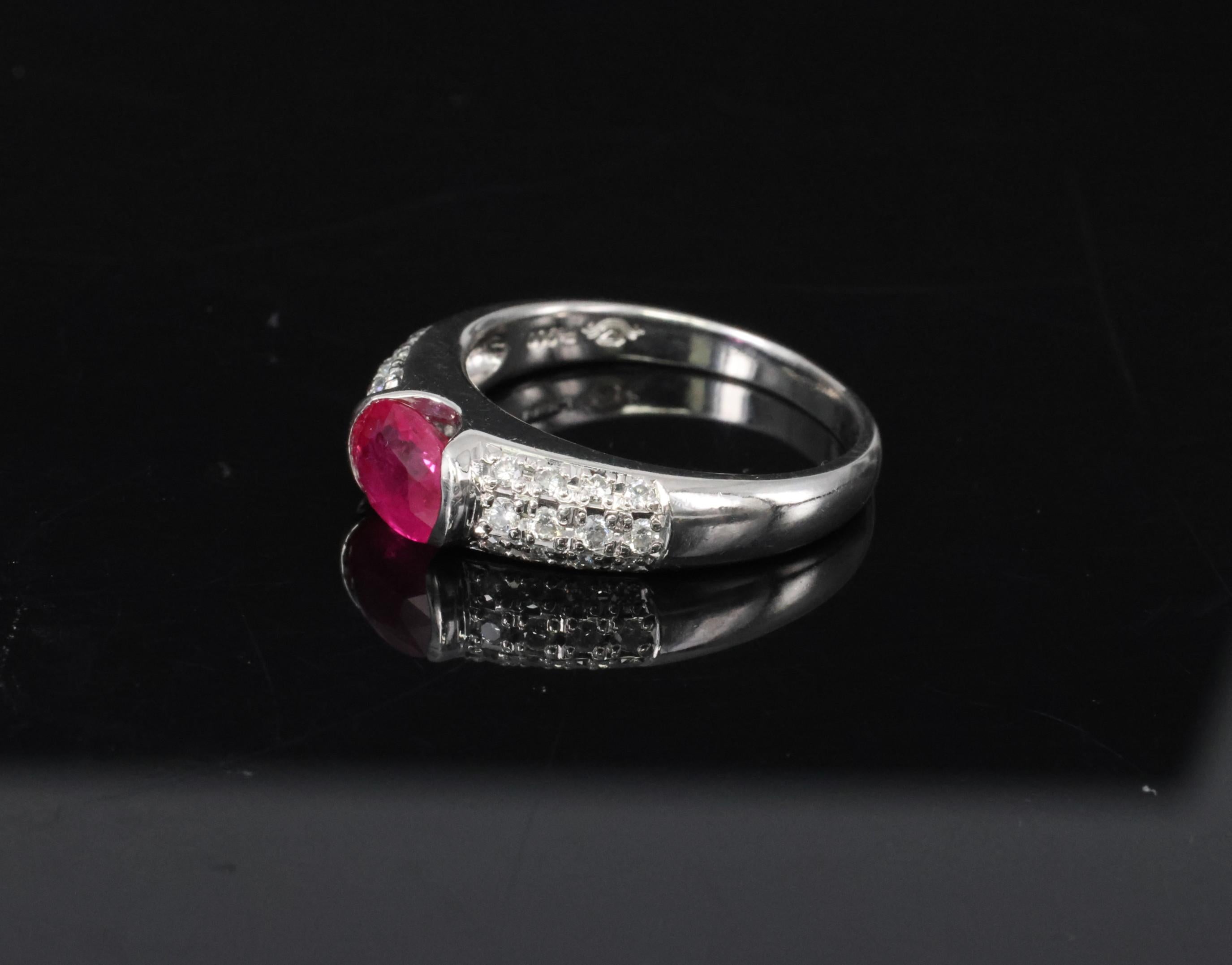 1.28ct GIA Burma Ruby & 0.30ct Diamond Platinum Ring Size 7.5, 7.2g