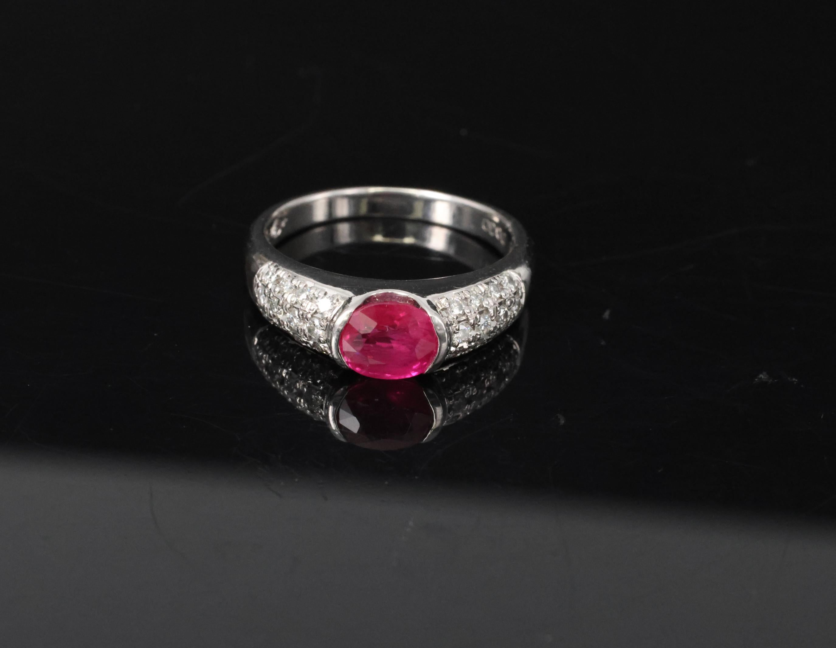 1.28ct GIA Burma Ruby & 0.30ct Diamond Platinum Ring Size 7.5, 7.2g